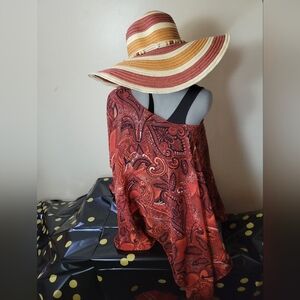 Red Poncho with intricate Design (Hat not included)